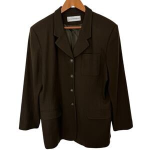 NORTON MCNAUGHTON Blazer Size 14* Brown 100% Wool Vintage Preppy Career